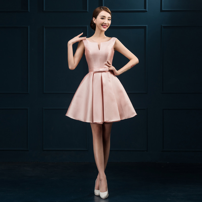 

New Short Evening Dresses Elegant High Neck Bride Gown Sexy Backless Satin Ball Prom Party Homecoming/Graduation Formal Dress, Black