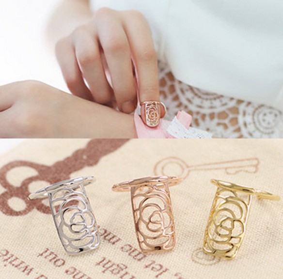 

Nail Tip Rings Cut out Rose Finger Armor Ring Gold/Silver/Rosegold Knuckle Finger Tip Ring Nail Guard Nail Armor