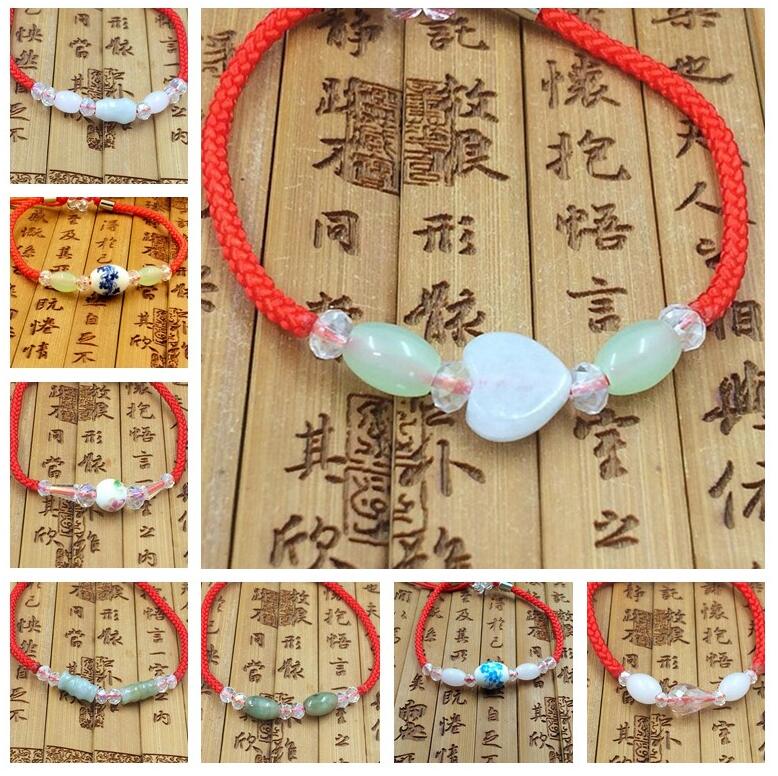 

Best gift Natural Burmese jade crystal ceramic red bracelet men and women jewelry FB038 mix order 20 pieces a lot Beaded, Strands