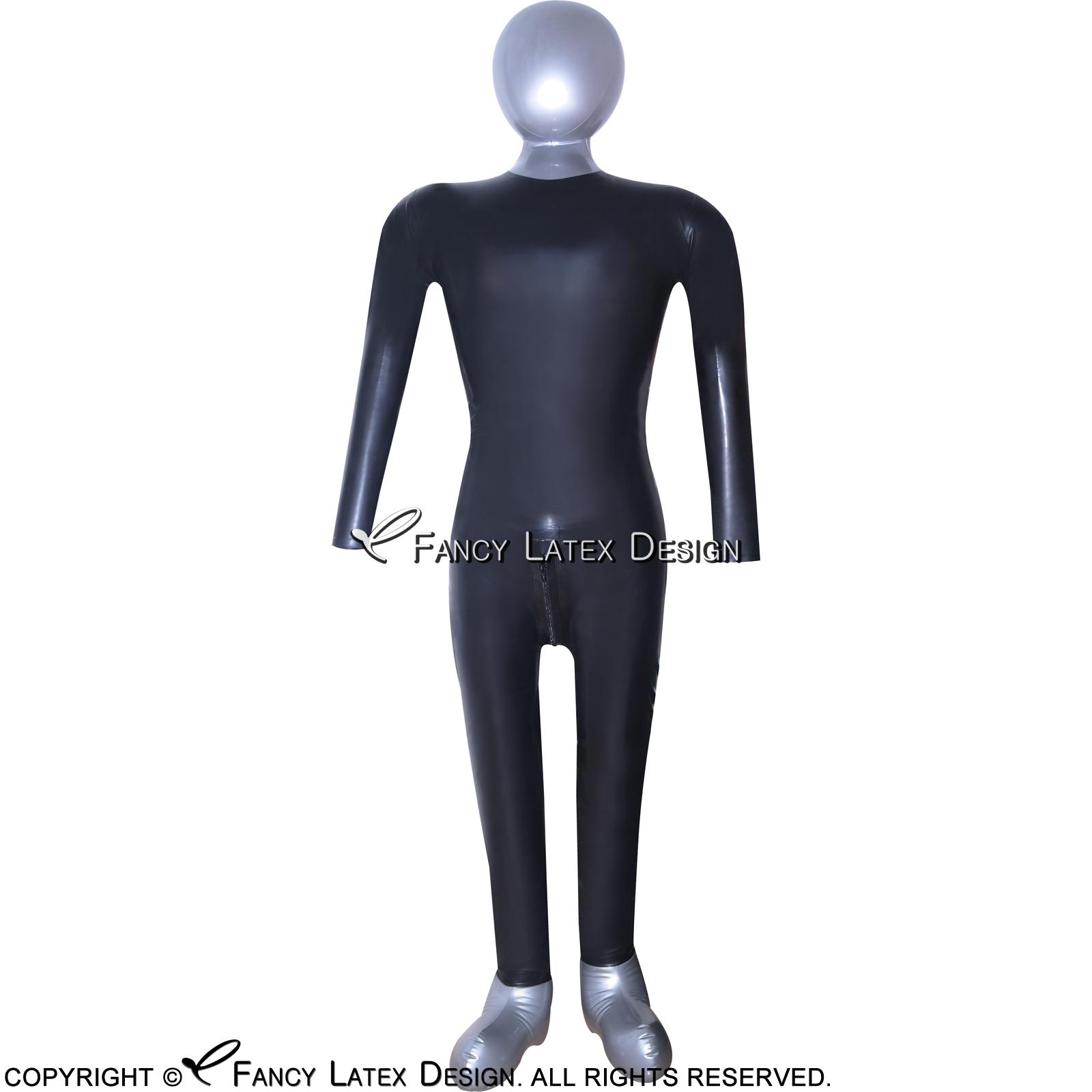 Black Sexy Latex Catsuit Costumes Cut With Zipper At Back Round Collar Bondage Rubber Bodysuit Zentai 0018-image-401787536