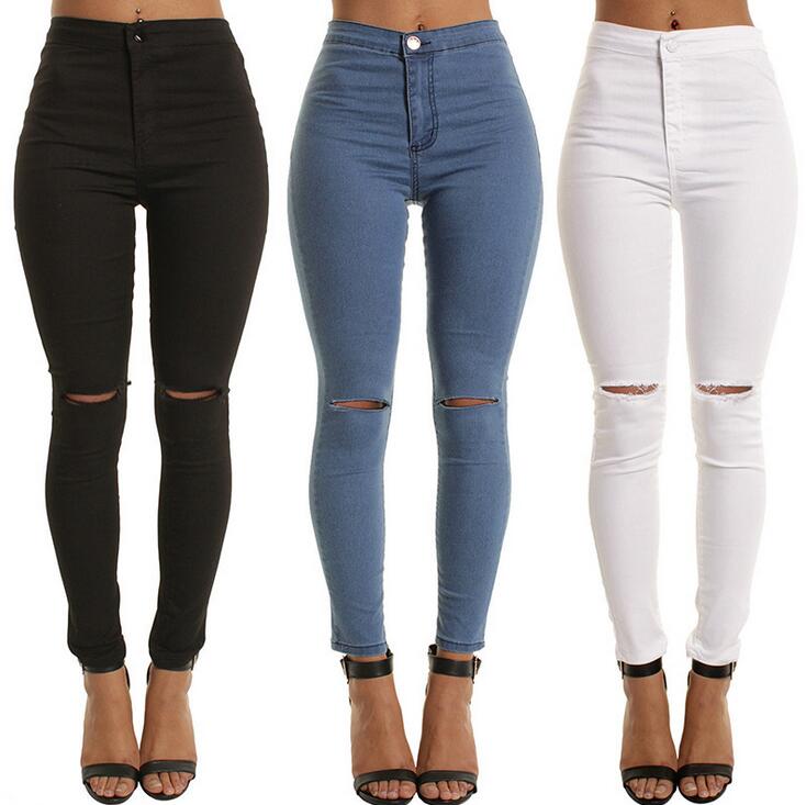 

nice gift Bursts of elastic Women's Jeans Slim was thin knee cuff 9 points feet pants female JW023 Womens Jean, Color 3