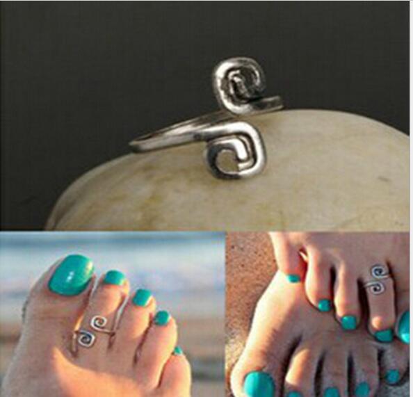 

Beach fashion show retro style luck 8 words toe ring foot ring wholesale free shipping, Silver