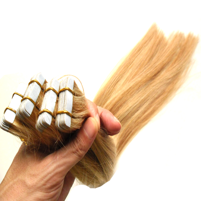 

Skin Weft Hair Extensions P27/613 Tape In Human Hair Extensions Mixed Blonde Brazilian hair straight 80 pcs 200g, 27/613
