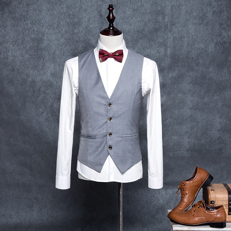 Wholesale- M-4XL High Quality Men's Formal Blazer Vests Slim Fit Business Dress Suit Sleeveless Waistcoat Jacket Vest colete social MQ432