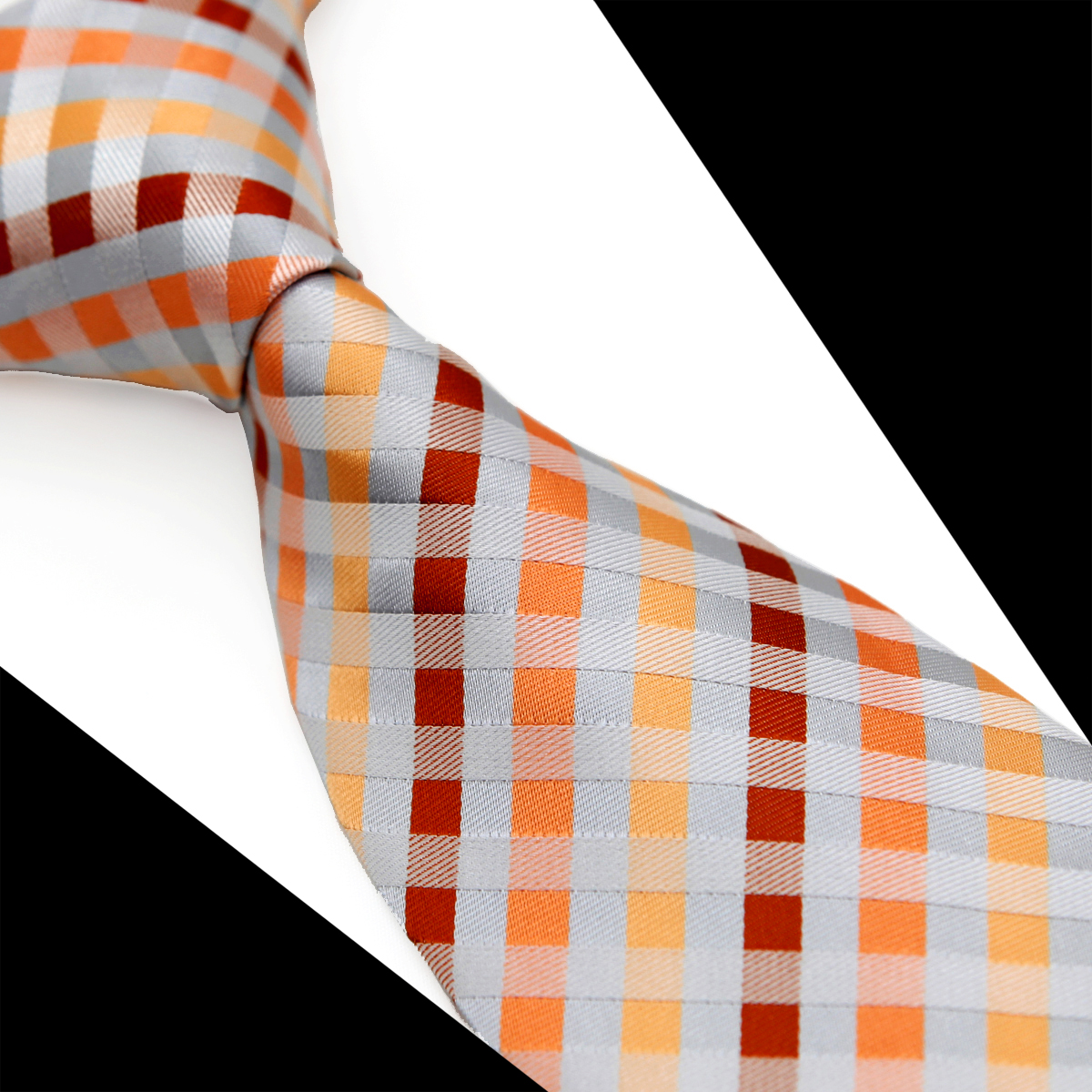 

T092 Checked Multicolor Gray Silver Red Yellow Mens Ties Neckties 100% Silk Jacquard Woven Casual Business Formal Suit Gift For Men
