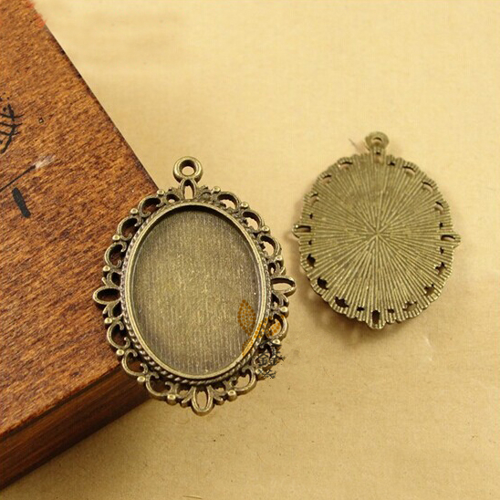 1 Juego De Aleación De Plata Redondo Oval Bisel Ajuste Broche Pin Joyería Accesorios de bricolaje