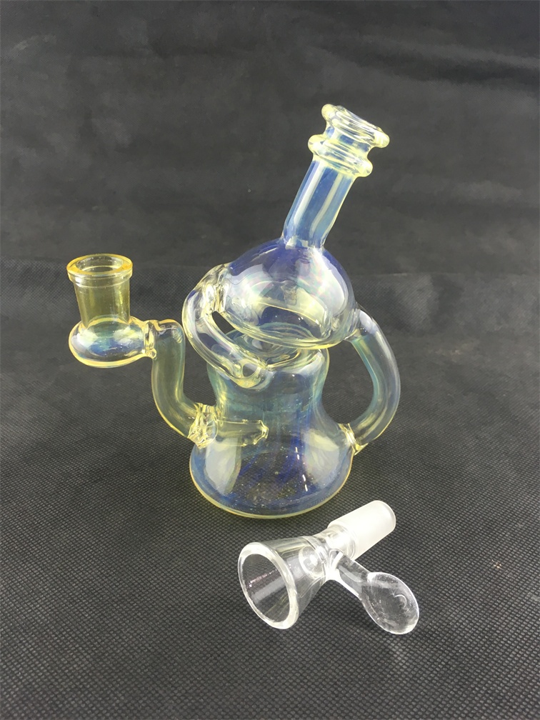 

Glass hookah light yellow oil rig bong, smoking pipe, 14mm joint factory outlet