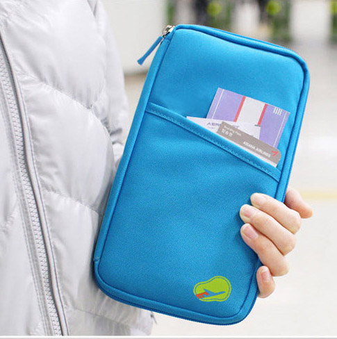 

10pcs/lot Cheap Candy Color Travel Passport Credit ID Card Holder Cash Wallet Organizer Bag Purse Wallet, Navy blue