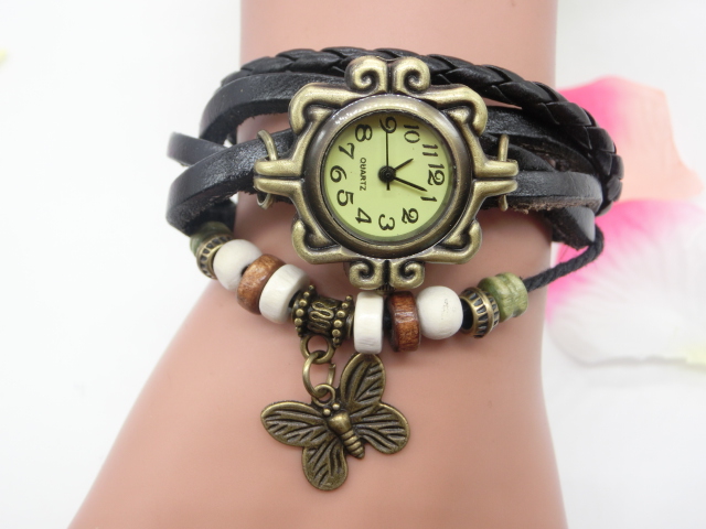 

Wholesale Mix 7Colors Cow Leather women Butterfly Watches, Leather wristband