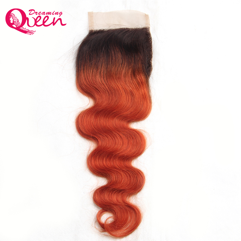 

T1B 350 Color Body Wave Lace Closure 100% Brazilian Virgin Human Hair 4X4 Lace Closure With Baby Hair Ombre Closure Free Shipping