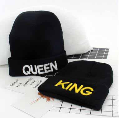 

Wholesale Hot Lovers Letter King Queen Embroidery Knitted Hats Teenager Popular Ski Sport Hats Fashion Steet Headdress Free Shipping, 1#
