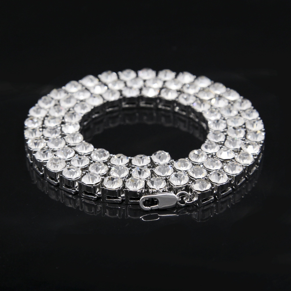 

Mens Silver Gold Iced Out Crystal 1 Row 8mm*30inch Tennis Chain Hip Hop Bling Steampunk Necklace