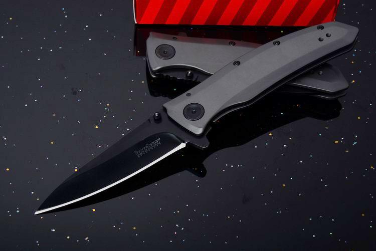 

Kershaw 2200 Grid Assisted Flipper 3.7" Black Blade, Stainless Steel Handles Outdoor Camping Hunting knife knives free shipping