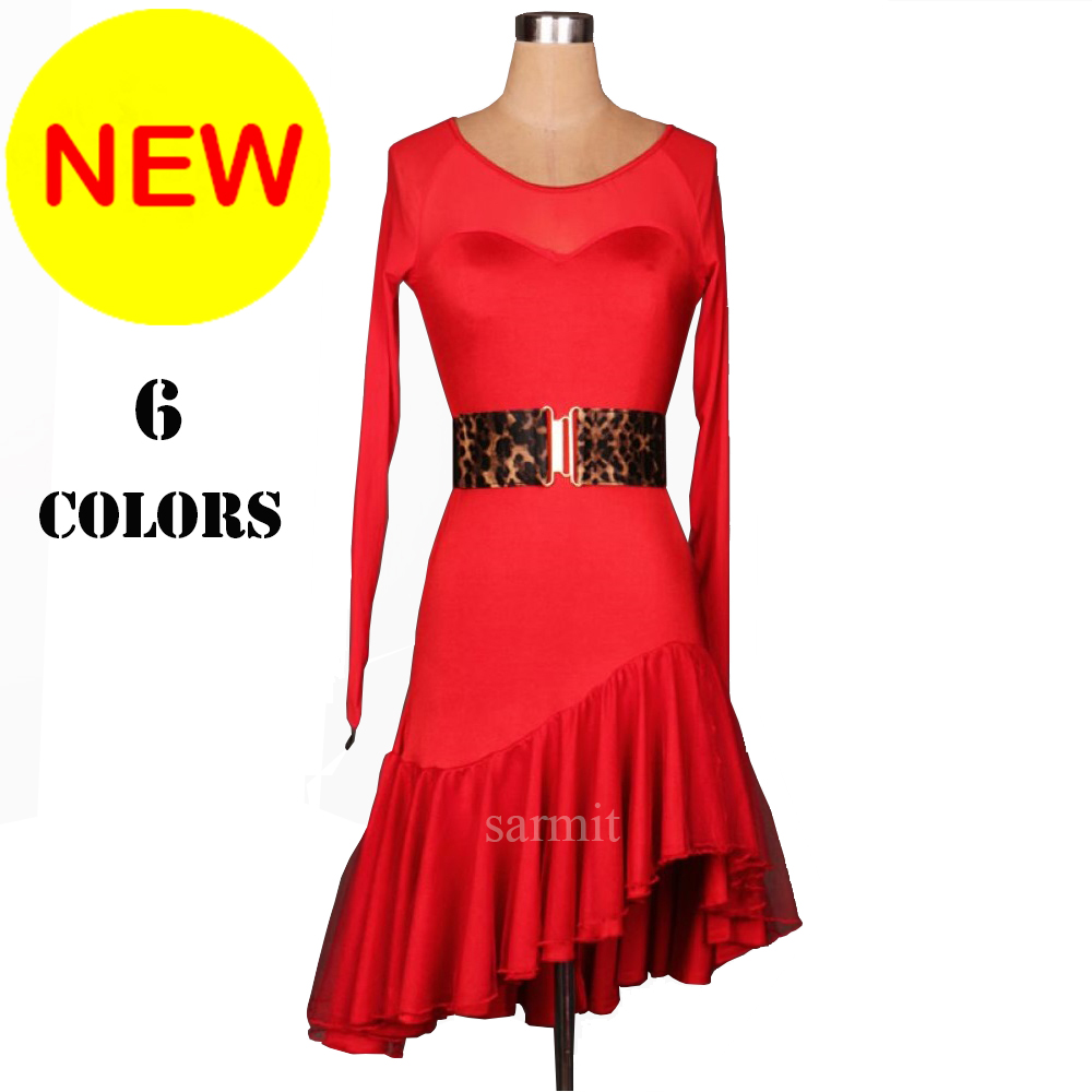 

Latin Dance Dress Women Girls Kids Salsa Dance Competition Dresses Samba Costumes D0538 Customized Size 6 Colors Ruffled Hem, Black