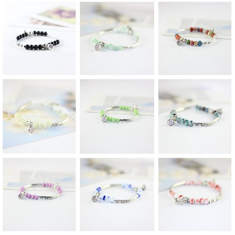 

Good A++ Small fresh Tibetan silver bracelet lotus jewelry to send girlfriend honey wild FB109 mix order 20 pieces a lot Charm Bracelets