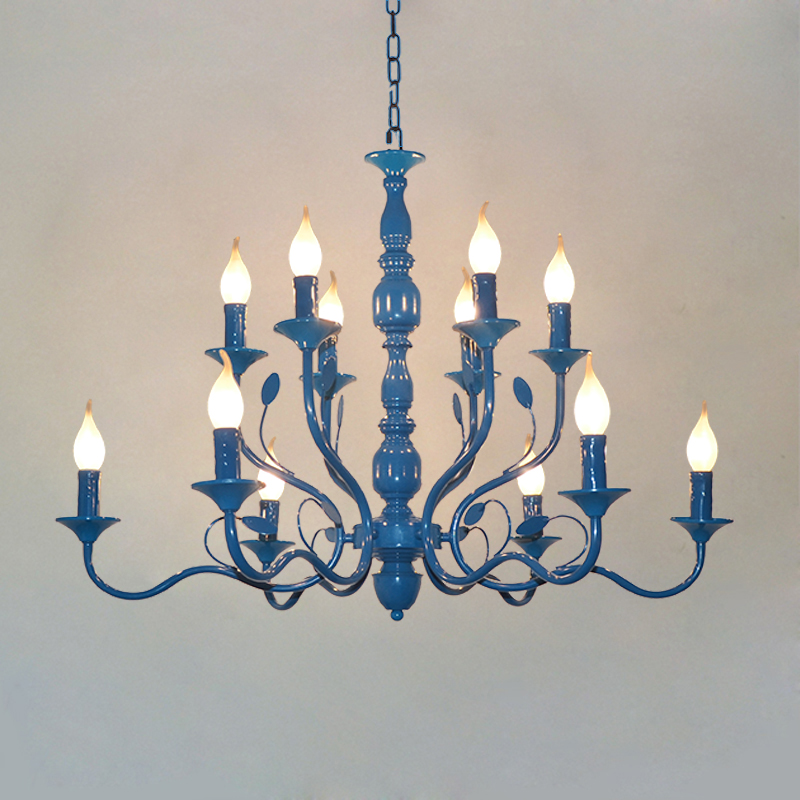 American Lamp double deck Iron Candle Chandelier simple living room restaurant chandelier clothing stores studio coffce personality pendant lamps-image-404478536