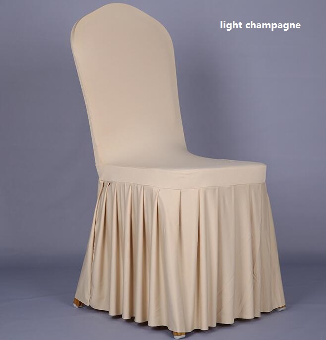 

Wedding Banquet Chair cover High Quality Chair skirt Protector Slipcover Decor Pleated Skirt Style Chair Covers Elastic Spandex WT056