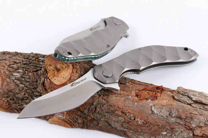 

China Brand High End Flipper Knife D2 Satin Blade CNC TC4 Titanium Handle Outdoor Camping Hiking Survival Tactical Knife EDC Gear