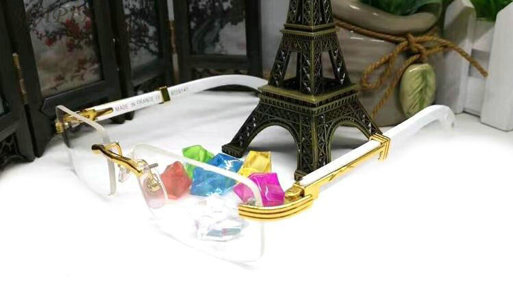 

new fashion sunglasses for men white buffalo horn glasses women wood bamboo rimless sunglasses come with boxes lunettes