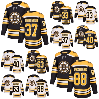 

2018 New Brand Men Boston Bruins 37 Patrice Bergeron 88 David Pastrnak 40 Tuukka Rask 33 Zdeno Chara 63 Brad Marchand Hockey Jerseys, 33 zdeno chara white