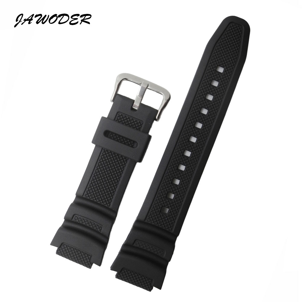 

JAWODER Watchband 25mm Black Silicone Rubber Watch Band Strap for Casio AE-1000w AQ-S810W SGW-400H/SGW-300H Sports Watch Strap, Black;brown