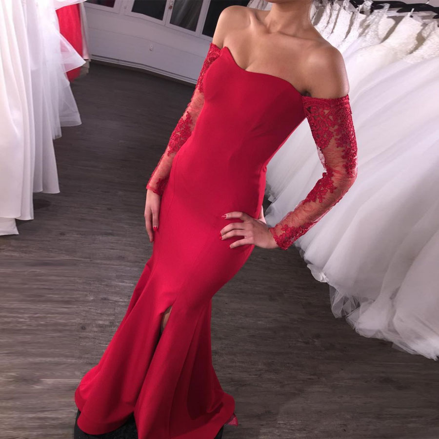 

Simple Red Mermaid Prom Dresses Sweetheart Long Sleeves Satin Split White Mermaid Evening Dresses Cheap Party Dresses Sweep Train, Sage
