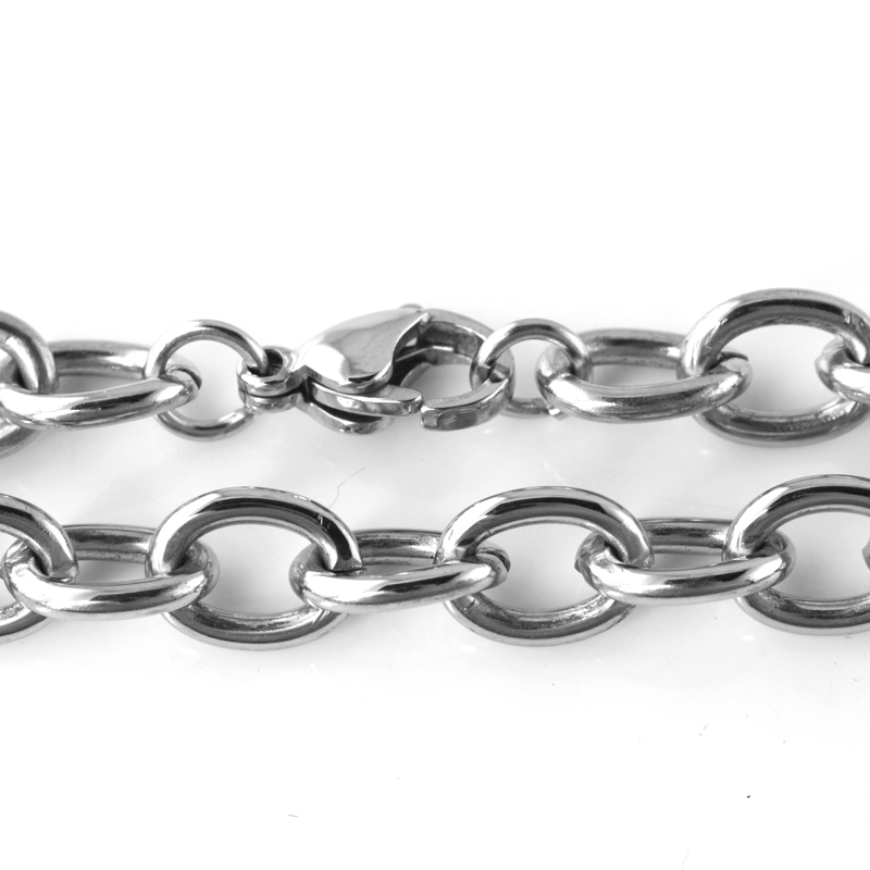 

High Polished Jewelry silver Stainless Steel Trendy Men's Smooth Oval Chain women men's Necklace Chain 8mm wide 18''-32'' choose