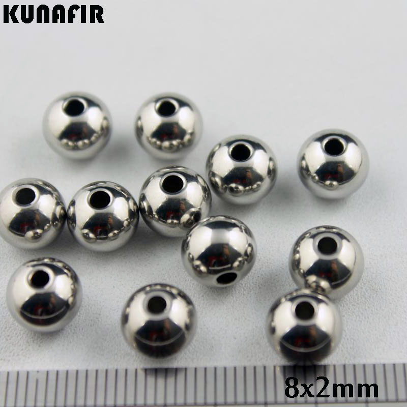 

1.5mm/2mm/2.5mm/3.5mm hole 8mm diameter smooth 316L stainless steel beads bracelet necklace accessories jewelry DIY parts 200pcs ZSP033