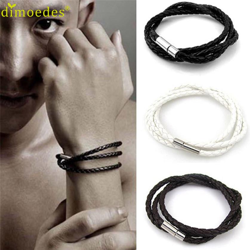 

Men Fashion Multilayer Weaving Leather Bracelets Charm Bangle Handmade Round Rope, Golden;silver