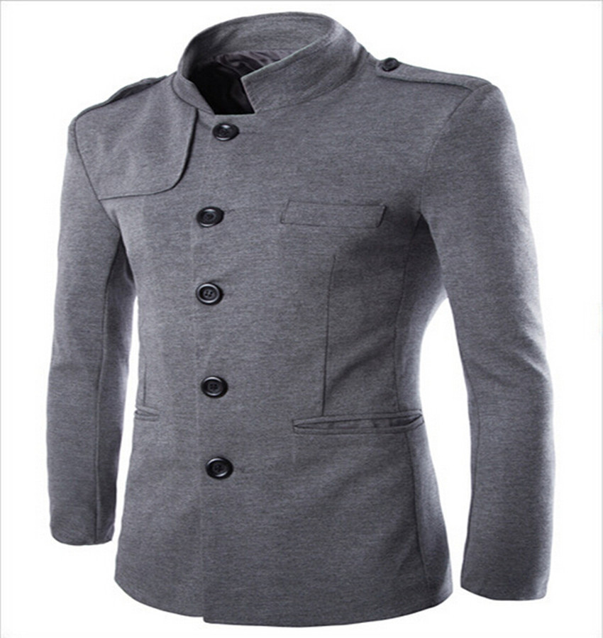 

Wholesale- mens suits 2016 New England temperament leisure suits collar Roman tunic cotton quality iron urban style suit jacket men, Black