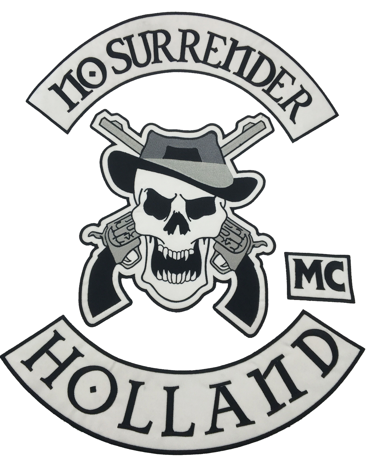 

New NO SURRENDER Motorcycle Embroidered Iron On Patch Large Full Back Size Patch for Jacket Vest Patch G0415 Free Shipping, Black