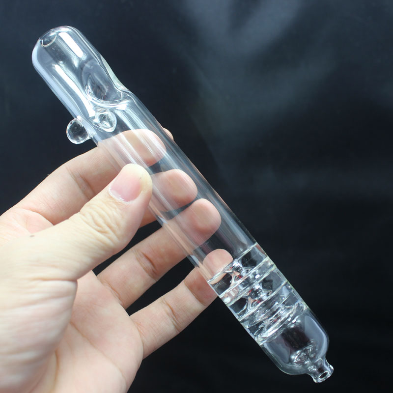 

7 inch Clear Steamroller Pipe Glass Hand Pipes with Three Upline Rings Thick Glass With Deep Bowl Two Stand Feet