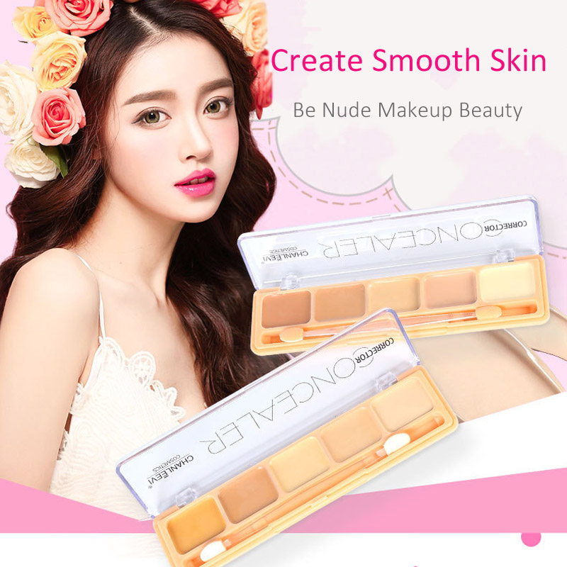 

CHANLEEVI 5 Color Concealer Palette Make up Cover Dark Circles Highlight Yellow Facial Finishing Makeup Palette