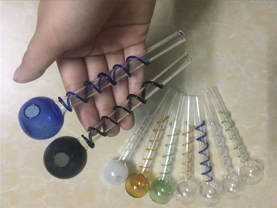 

glass water pipes 14cm Thick tobacco pipes Spiral model smoking glass pipes glass Oil Burner