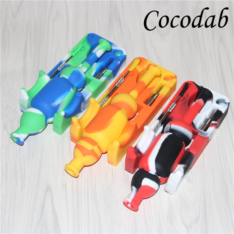 

Hot Silicone Nectar Collector kits with domeless 10mm male ti Nail nector collector oil rigs glass bongs Glass water Pipes silicone bong DHL