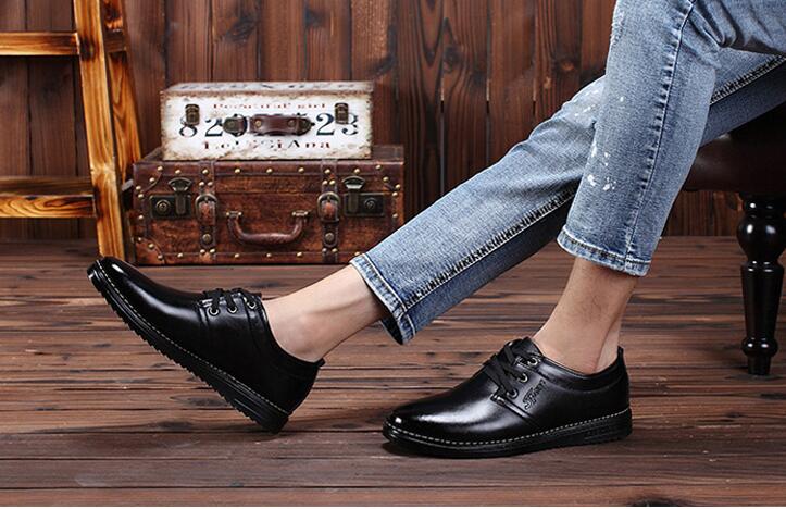 

Genuine leather men casual shoes,handmade fashion comfortable breathable men shoes comfortable casual shoes size: EU38-44, Brown