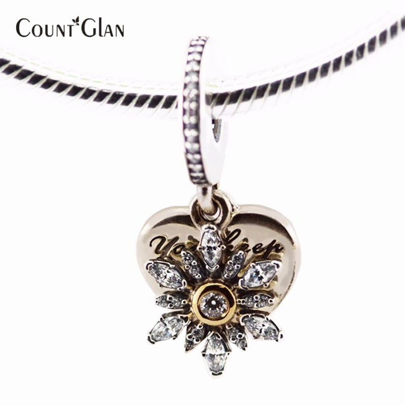 2016 Winter Beads Fits Pandora Charms Bracelets Snowflake Heart Clear CZ Beads For Jewelry Making 925 Sterling Silver Jewelry-image-395882933