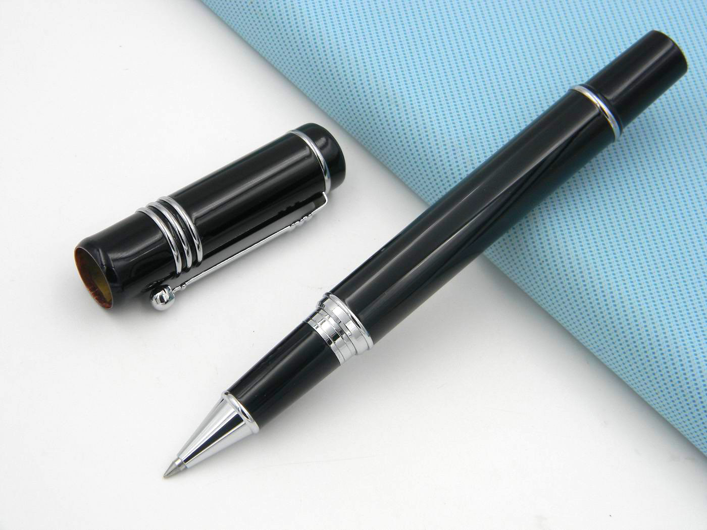 

new Black Classic style Chopin Lacquerred Roller ball Pen, Blue;orange