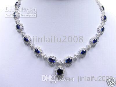 

Wholesale cheap precious Sapphire 14KT White Gold Necklace, Silver