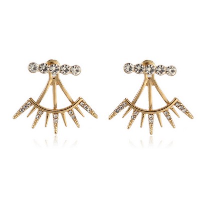 1 Paire Femmes Cristal Flocon de neige étoile Boucles D/'oreilles Veste Stud Double face Bijoux