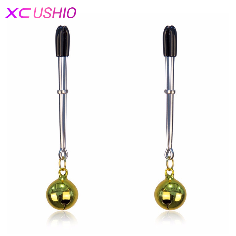 

1pc Metal Chain Bell Nipple Clamps Novelty Golden Erotic Adult Game Breast Clips for Adult Couples Flirting Sex Toys 0701