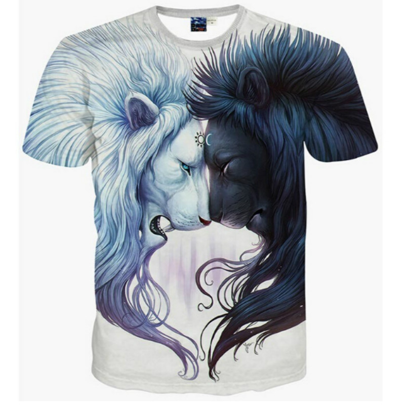 

Newest Fashion Harajuku Men/Women T-shirt 3d Print White Black Lion Hip Hop Brand T Shirt Summer Tops Tees