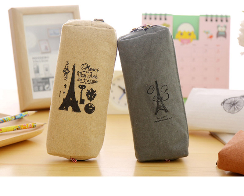 

20pcs 2017 Paris Cosmetic bags vintage canvas Pencil pen Case Pocket organizer storage Makeup cosmetic stationery bag with zipper, White