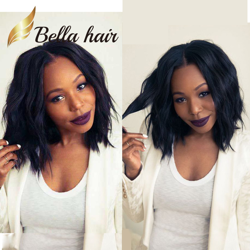 

Popular Bob Style Silky Straight Wavy Curl Full Lace Wig 100% Human Hair 360 Short Cut Lace Front Wigs Same As Pictures, Natural black color