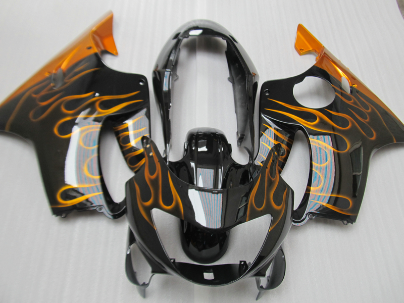 

Injection motorcycle fairing kit for Honda CBR600 F4 1999 2000 red flames black fairings set CBR600F4 99 00 OT25, Same as picture