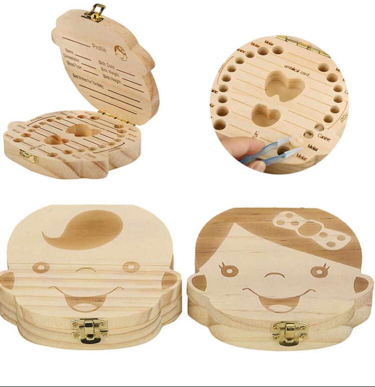 

Kids Tooth Box Organizer Baby Save Milk Teeth Wood Storage Box For Boy Girl Wooden Tooth Album Keepsake Souvenir Box Organizer KKA2813