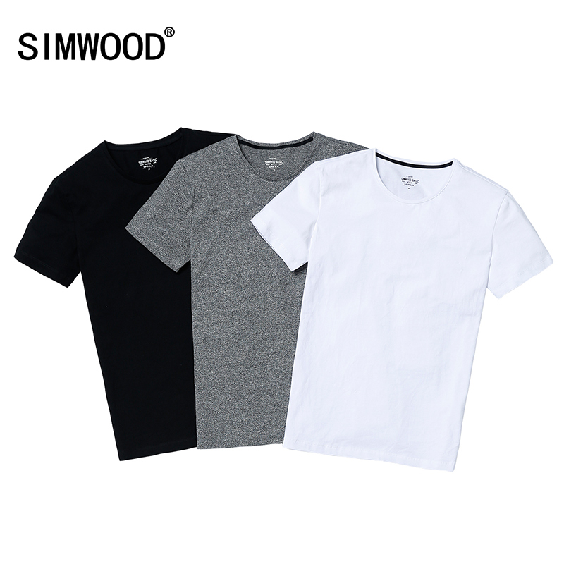

Wholesale- SIMWOOD 2017 Summer Brand Men's Short-sleeved Cotton skinny T-shirt Shirt Solid Casual O-Neck Male Tops & Tees Plus Size TD1067, Black