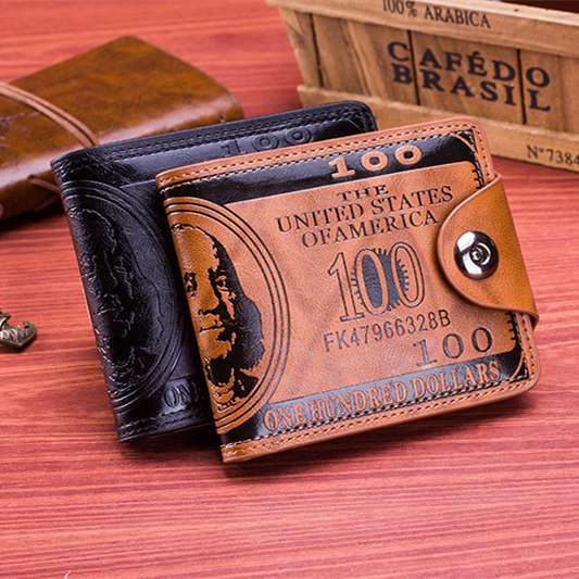 

2 Colors Fashion Sale Dollar Price Pattern Designer Mens Wallets Casual Credit Card Holder Purse Wallet for Men Hasp Wallets LA308-2, Black