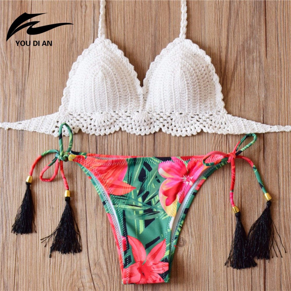2018 Maillot de bain tricoté follwer bikini femme bikini sexy ensemble maillot de bain femmes robe d'été maillot de bain à la main biquini brésil