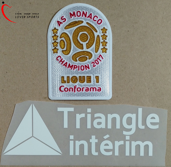 

FRENCH A SAMPLE 2017 PATCH OF LIGUE 1718 AS Monaco Sponsor patch + Ligue 1 champion patch conforama 1718 home Monaco soccer, Black